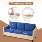 Ensemble de conversation HOOOWOOO 8 pièces en rotin tressé avec table foyer multifonctionnelle