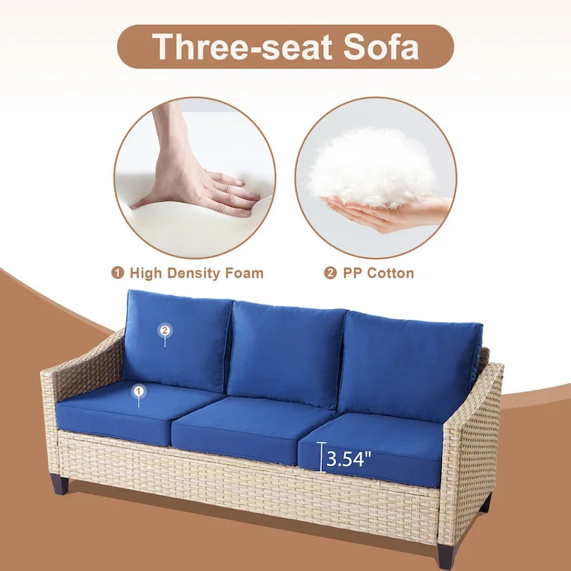 Ensemble de conversation HOOOWOOO 8 pièces en rotin tressé avec table foyer multifonctionnelle