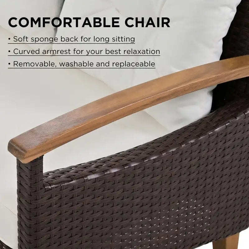 Ensemble de mobilier de jardin 4 pièces, salon de jardin en rotin PE