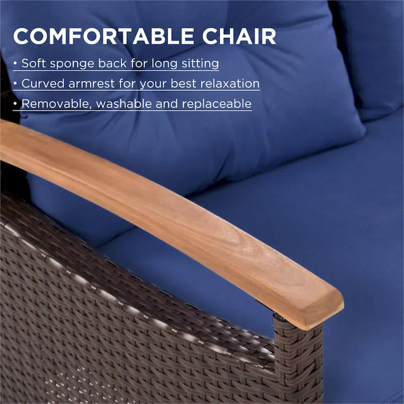 Ensemble de mobilier de jardin 4 pièces, salon de jardin en rotin PE