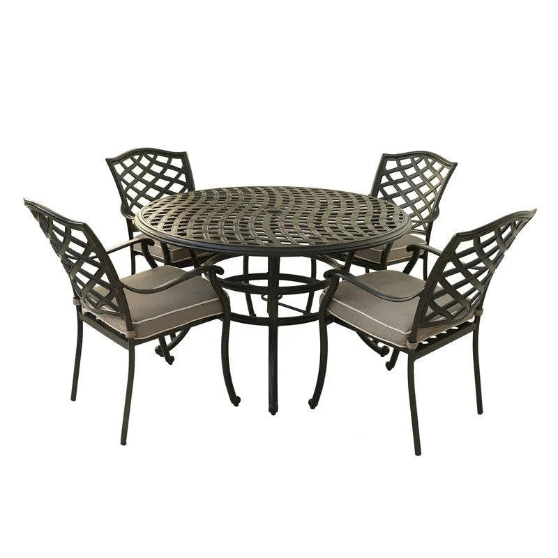 Ensemble de salle à manger d'extérieur Arcadia 5 pièces en aluminium avec coussins