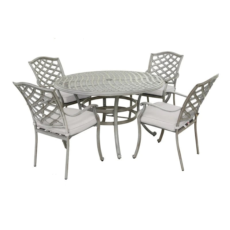 Ensemble de salle à manger d'extérieur Arcadia 5 pièces en aluminium avec coussins