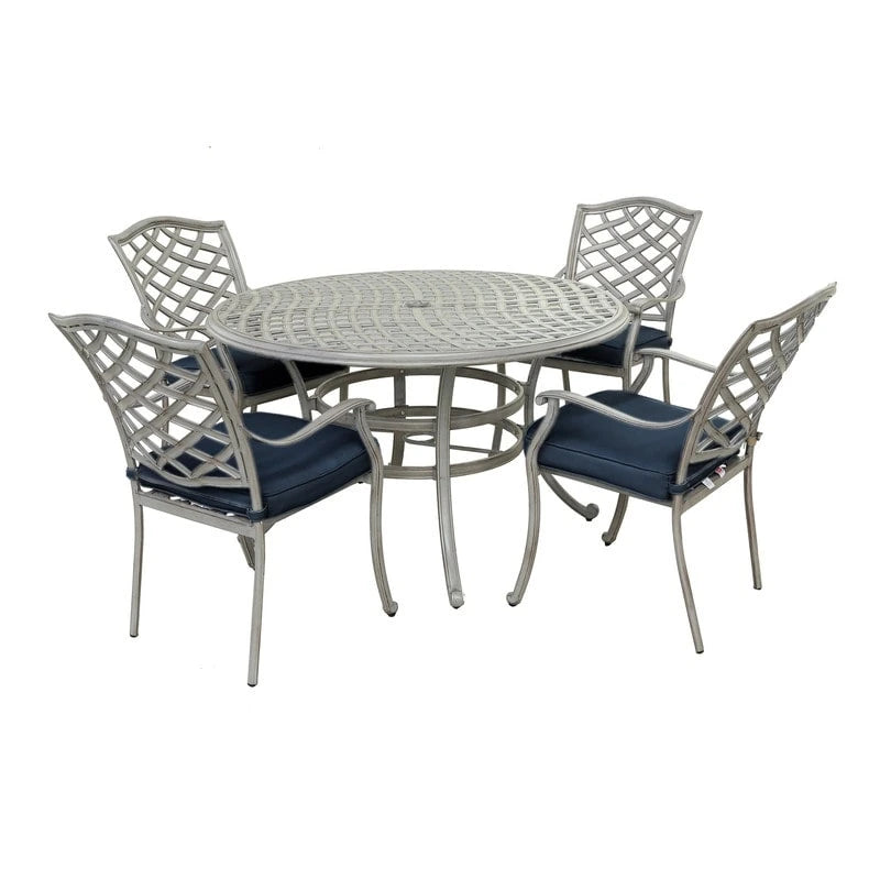 Ensemble de salle à manger d'extérieur Arcadia 5 pièces en aluminium avec coussins