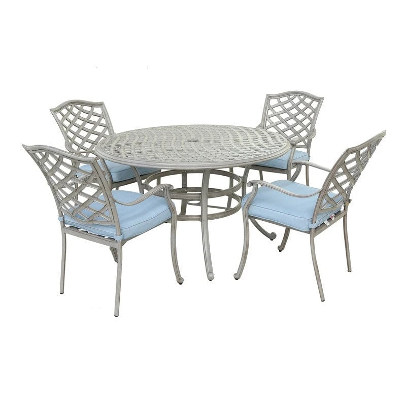 Ensemble de salle à manger d'extérieur Arcadia 5 pièces en aluminium avec coussins