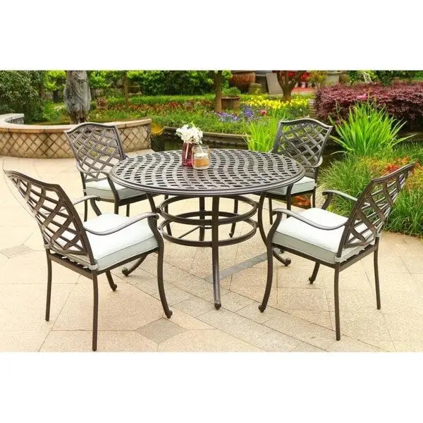 Ensemble de salle à manger d'extérieur Arcadia 5 pièces en aluminium avec coussins