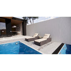 Ensemble de 3 chaises longues d'extérieur en aluminium et résine tressée réglable.