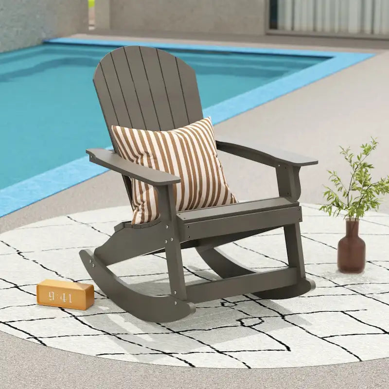 Fauteuil à bascule Adirondack Polytrends Vineyard HIPS Outdoor Eco-Friendly All Weather Seashell