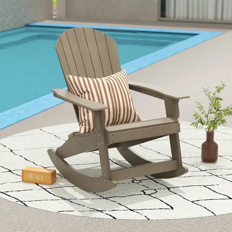 Fauteuil à bascule Adirondack Polytrends Vineyard HIPS Outdoor Eco-Friendly All Weather Seashell