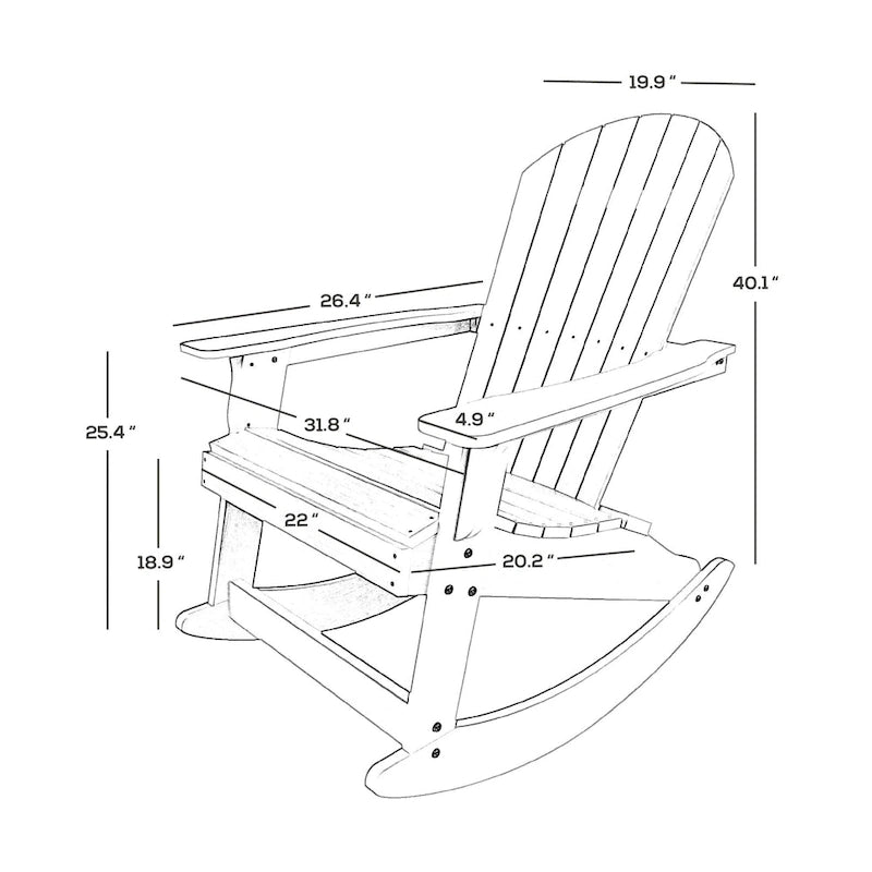 Fauteuil à bascule Adirondack Polytrends Vineyard HIPS Outdoor Eco-Friendly All Weather Seashell