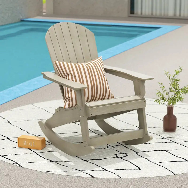 Fauteuil à bascule Adirondack Polytrends Vineyard HIPS Outdoor Eco-Friendly All Weather Seashell