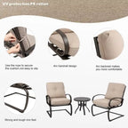 Ensemble de chaises de patio Futzca Spring, 3 pièces, mobilier de jardin avec assises rembourrées, idéal pour terrasse, jardin et cour.