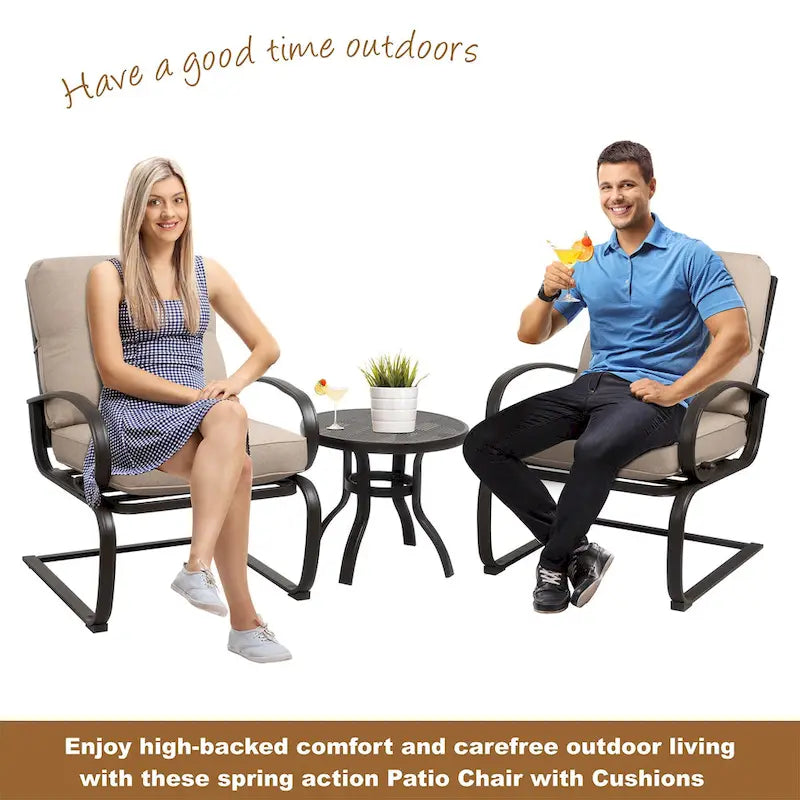 Ensemble de chaises de patio Futzca Spring, 3 pièces, mobilier de jardin avec assises rembourrées, idéal pour terrasse, jardin et cour.