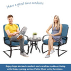 Ensemble de chaises de patio Futzca Spring, 3 pièces, mobilier de jardin avec assises rembourrées, idéal pour terrasse, jardin et cour.