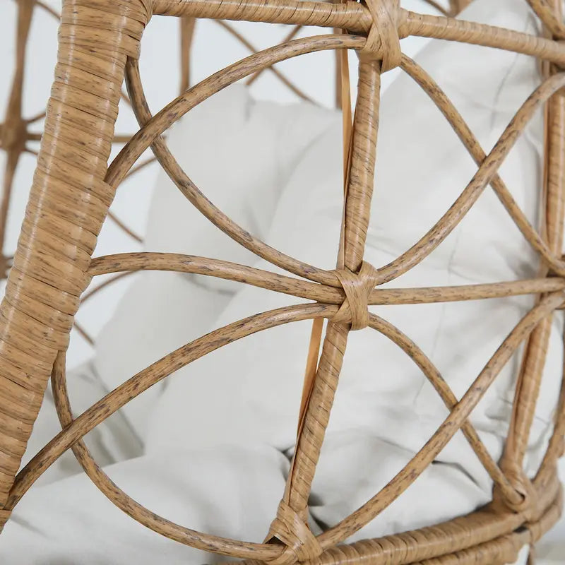 Fauteuil pivotant en osier en forme d'œuf avec coussin, pour intérieur/extérieur