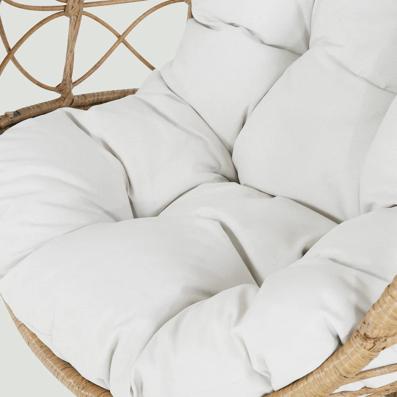 Fauteuil pivotant en osier en forme d'œuf avec coussin, pour intérieur/extérieur