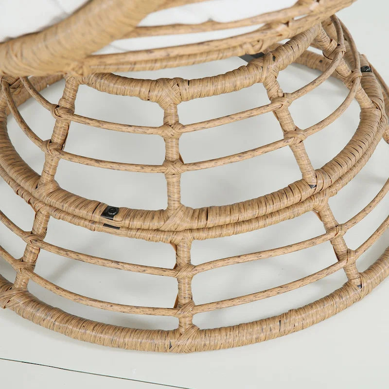 Fauteuil pivotant en osier en forme d'œuf avec coussin, pour intérieur/extérieur