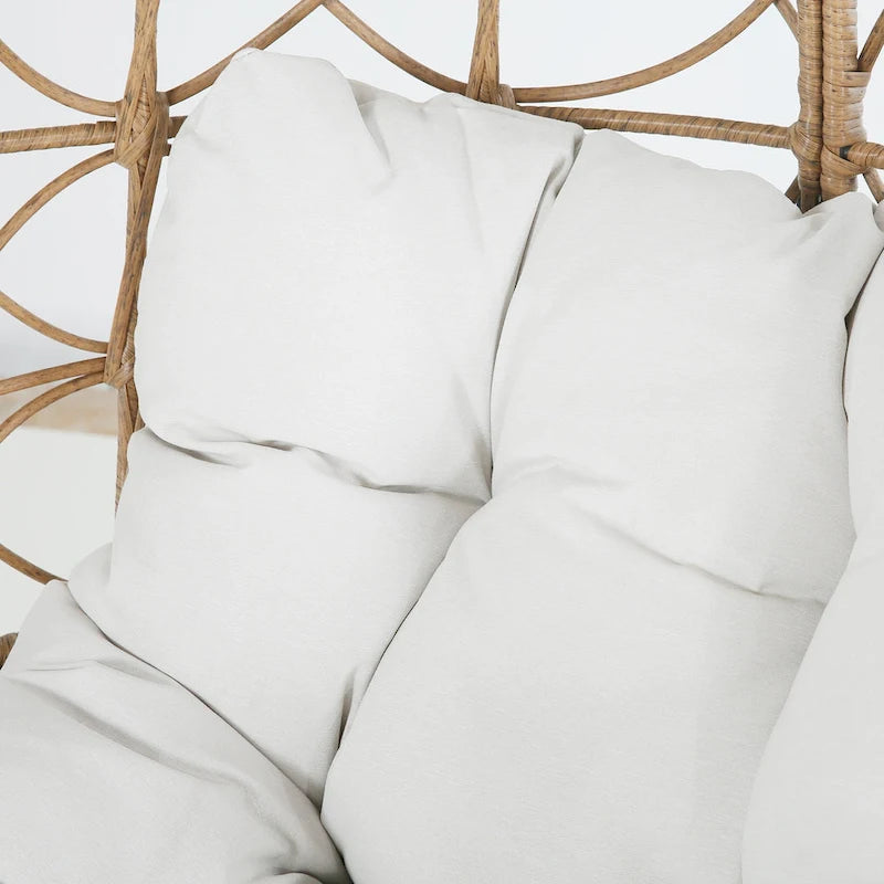 Fauteuil pivotant en osier en forme d'œuf avec coussin, pour intérieur/extérieur