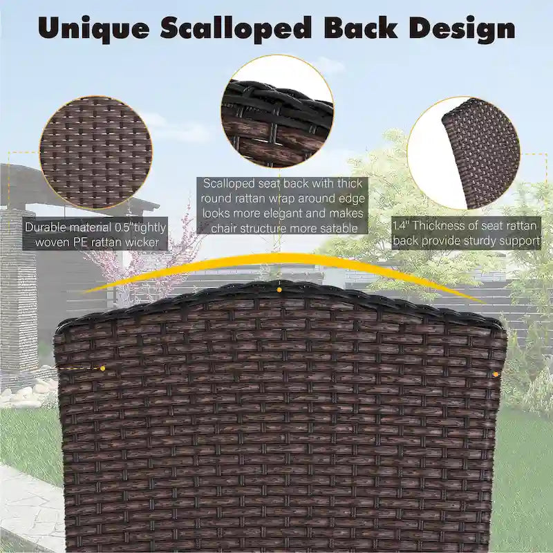 Chaises de salle à manger de patio en rotin tressé avec accoudoirs fixes et coussin (lot de 2/4/6)