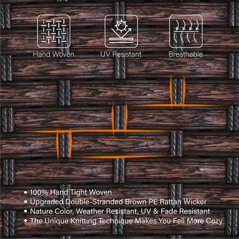 Chaises de salle à manger de patio en rotin tressé avec accoudoirs fixes et coussin (lot de 2/4/6)