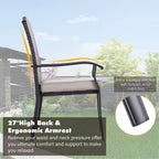 Chaises de salle à manger de patio en rotin tressé avec accoudoirs fixes et coussin (lot de 2/4/6)