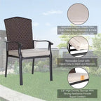 Chaises de salle à manger de patio en rotin tressé avec accoudoirs fixes et coussin (lot de 2/4/6)