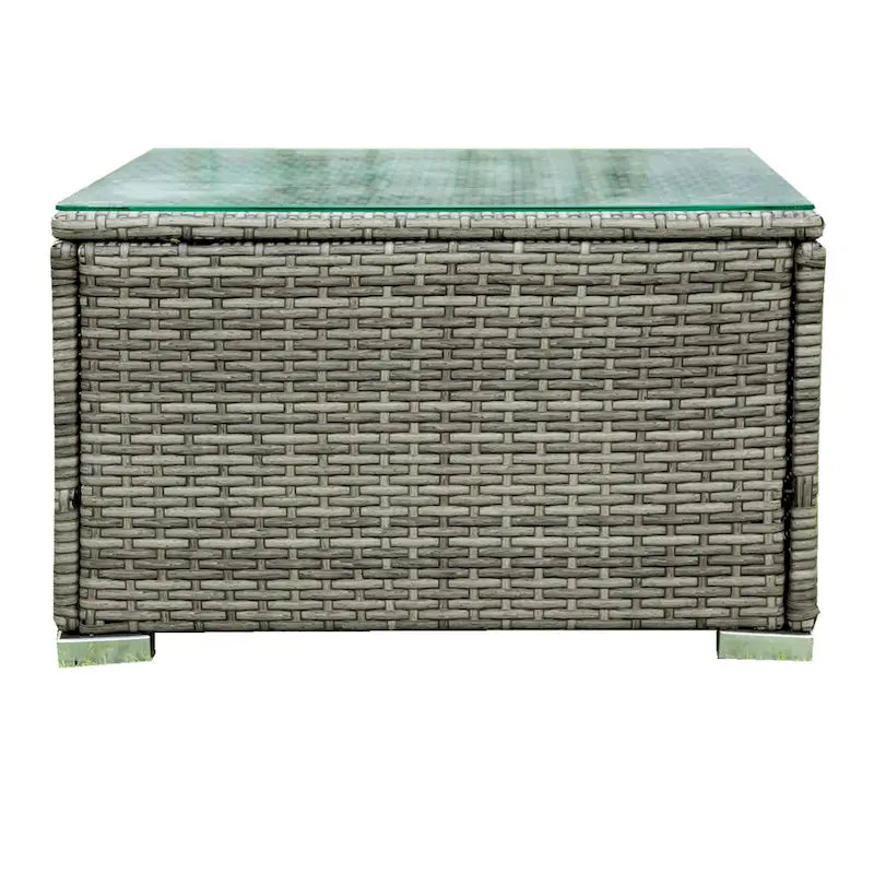 Ensemble de canapé d'angle 4 pièces en résine tressée pour extérieur avec coffre de rangement