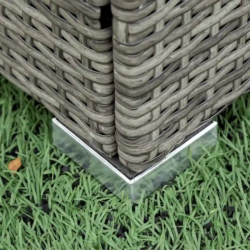 Ensemble de canapé d'angle 4 pièces en résine tressée pour extérieur avec coffre de rangement