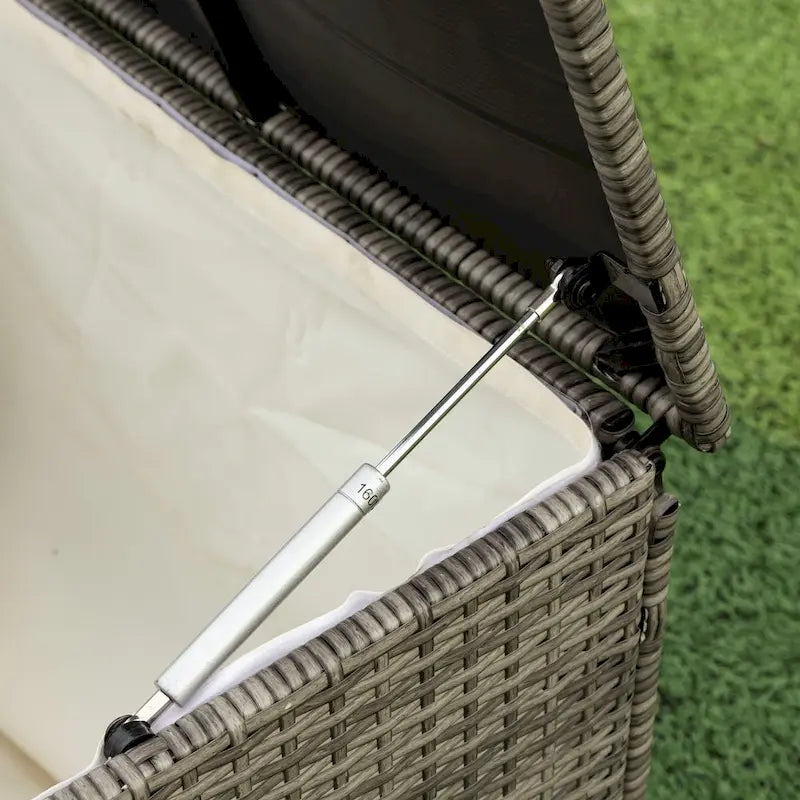 Ensemble de canapé d'angle 4 pièces en résine tressée pour extérieur avec coffre de rangement