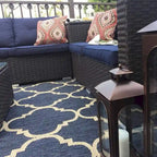 Ensemble de canapé d'angle de conversation pour patio extérieur 10 pièces avec table, tabourets et pouf