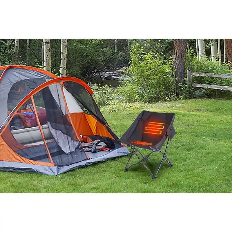 Chaise de camping chauffante, chaise pliante chauffante, portable avec sac de transport et bandoulière, batterie externe incluse