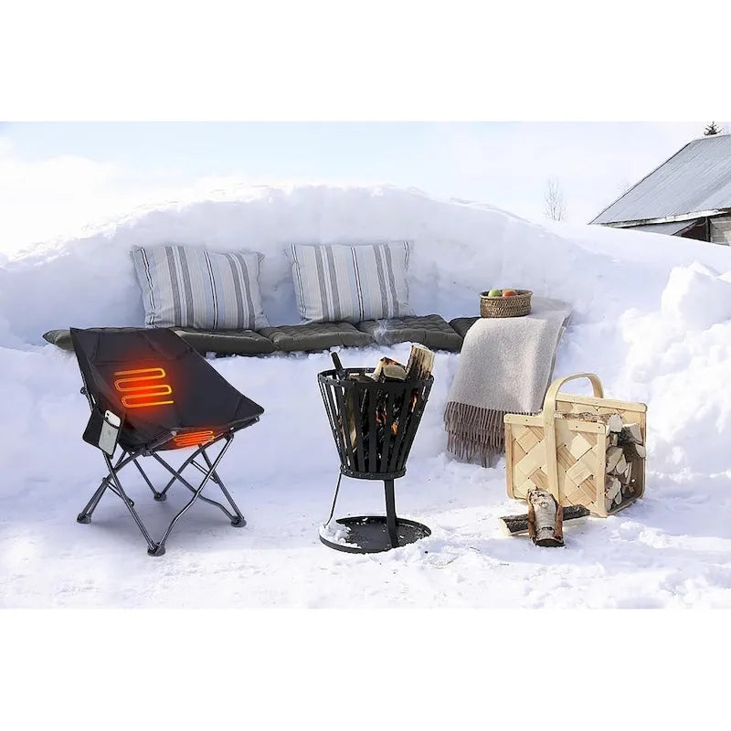 Chaise de camping chauffante, chaise pliante chauffante, portable avec sac de transport et bandoulière, batterie externe incluse