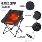 Chaise de camping chauffante, chaise pliante chauffante, portable avec sac de transport et bandoulière, batterie externe incluse
