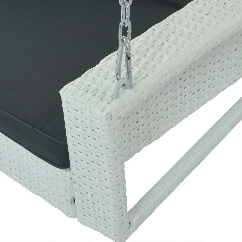 Balançoire de porche extérieure 500 lb, suspendue en osier avec chaînes et coussins