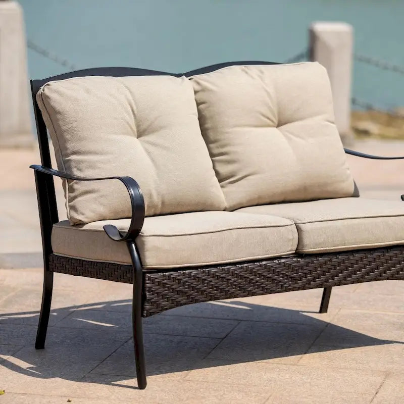 Ensemble de canapés de patio en fer forgé 4 ou 5 pièces avec coussins