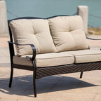 Ensemble de canapés de patio en fer forgé 4 ou 5 pièces avec coussins