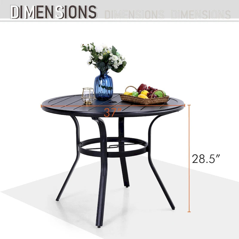 Ensemble de salle à manger empilable 5/6 pièces pour patio MAISON ARTS avec revêtement électrophorétique