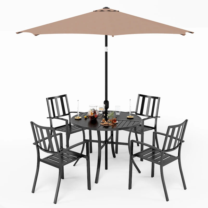 Ensemble de salle à manger empilable 5/6 pièces pour patio MAISON ARTS avec revêtement électrophorétique