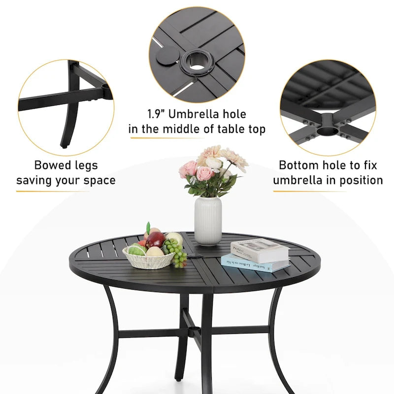 Ensemble de salle à manger empilable 5/6 pièces pour patio MAISON ARTS avec revêtement électrophorétique