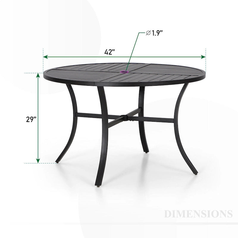 Ensemble de salle à manger empilable 5/6 pièces pour patio MAISON ARTS avec revêtement électrophorétique