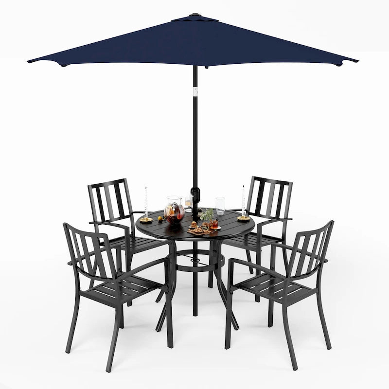 Ensemble de salle à manger empilable 5/6 pièces pour patio MAISON ARTS avec revêtement électrophorétique