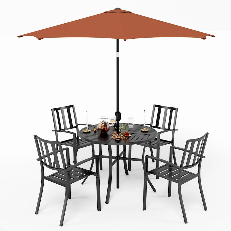 Ensemble de salle à manger empilable 5/6 pièces pour patio MAISON ARTS avec revêtement électrophorétique