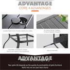 Ensemble de salle à manger d'extérieur MAISON ARTS 5/6 pièces, comprenant 4 chaises empilables en aluminium et 1 table en métal.