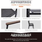 Ensemble de salle à manger d'extérieur MAISON ARTS 5/6 pièces, comprenant 4 chaises empilables en aluminium et 1 table en métal.