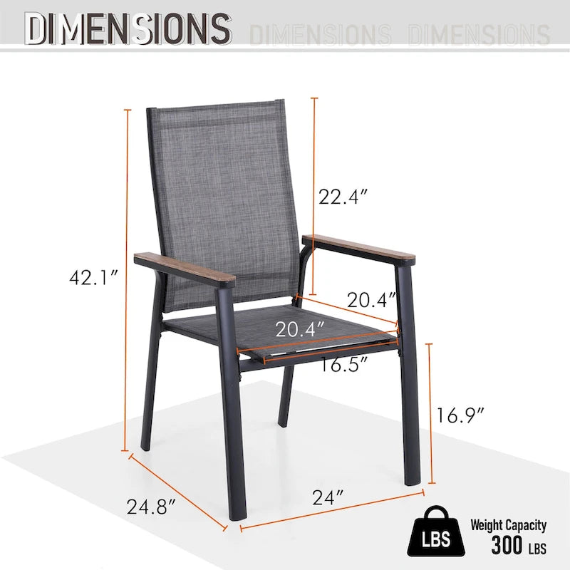 Ensemble de salle à manger d'extérieur MAISON ARTS 5/6 pièces, comprenant 4 chaises empilables en aluminium et 1 table en métal.