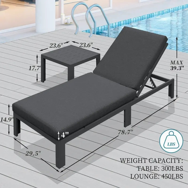 FINCATI Ensemble de chaises longues de jardin en aluminium avec coussin et table - Non applicable