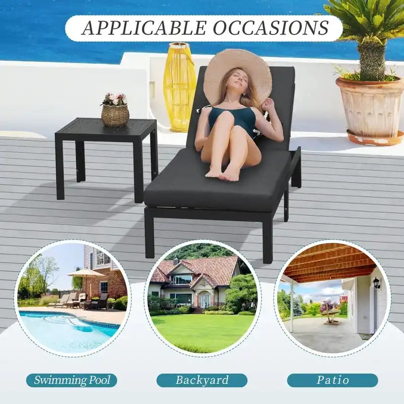 FINCATI Ensemble de chaises longues de jardin en aluminium avec coussin et table - Non applicable