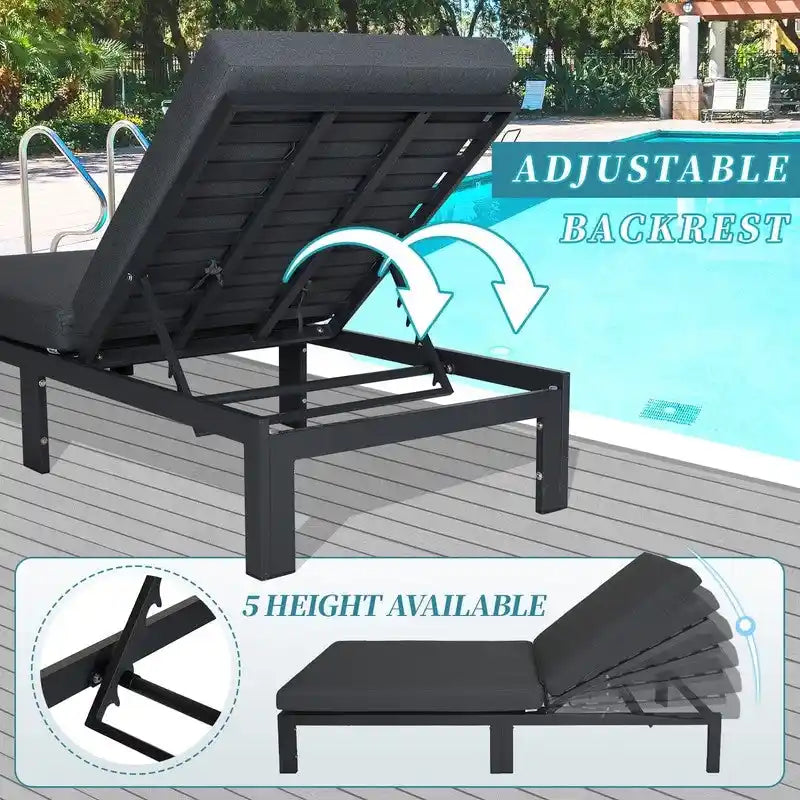 FINCATI Ensemble de chaises longues de jardin en aluminium avec coussin et table - Non applicable