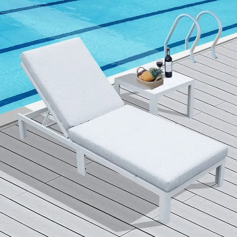 FINCATI Ensemble de chaises longues de jardin en aluminium avec coussin et table - Non applicable