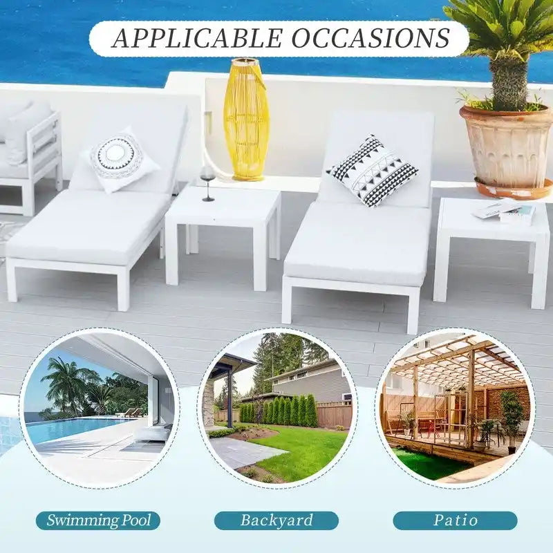 FINCATI Ensemble de chaises longues de jardin en aluminium avec coussin et table - Non applicable