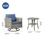 Ensemble de 3 pièces OVIOS comprenant un fauteuil à bascule pivotant en osier et une table d'appoint